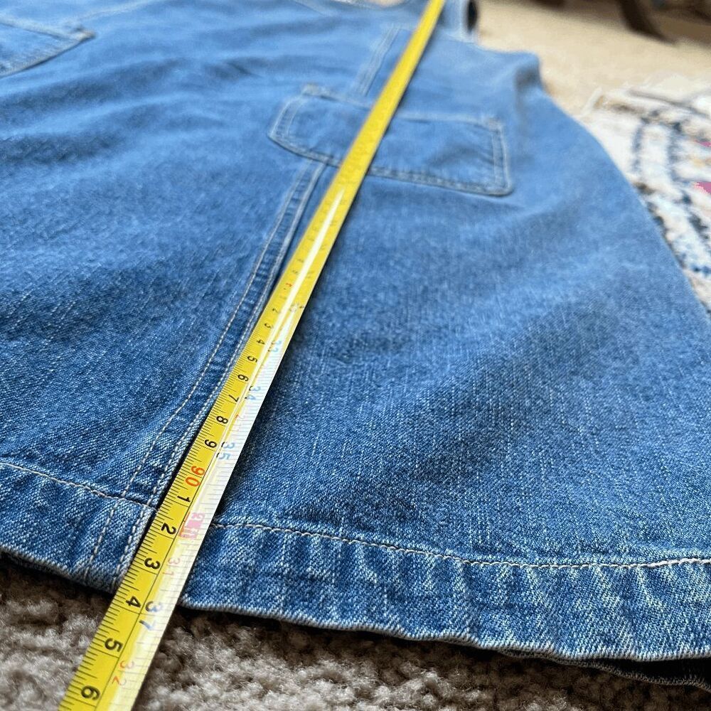 VTG 90s Bill Blass Denim Jumper Dress Pinafore Minimalist Shift L - Picture 5 of 11